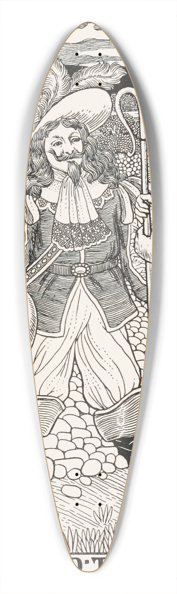 Percy J. Billinghurst - The Lion and the Hunter 39.3 inch art pintail longboard deck