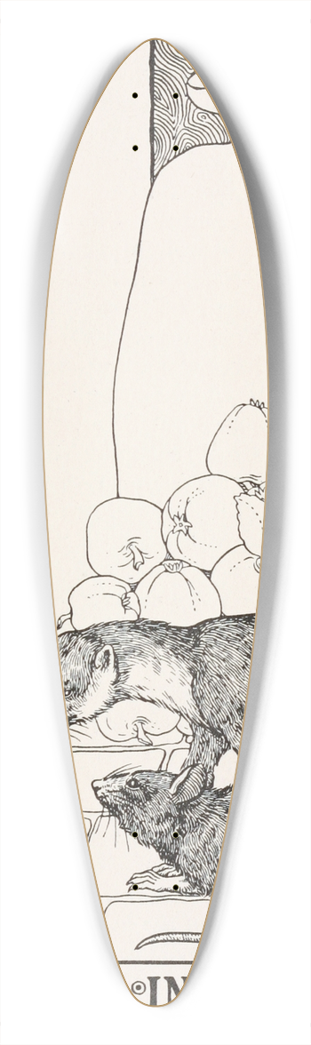 Percy J. Billinghurst - The Weasel in the Granary 39.3 inch art pintail longboard deck