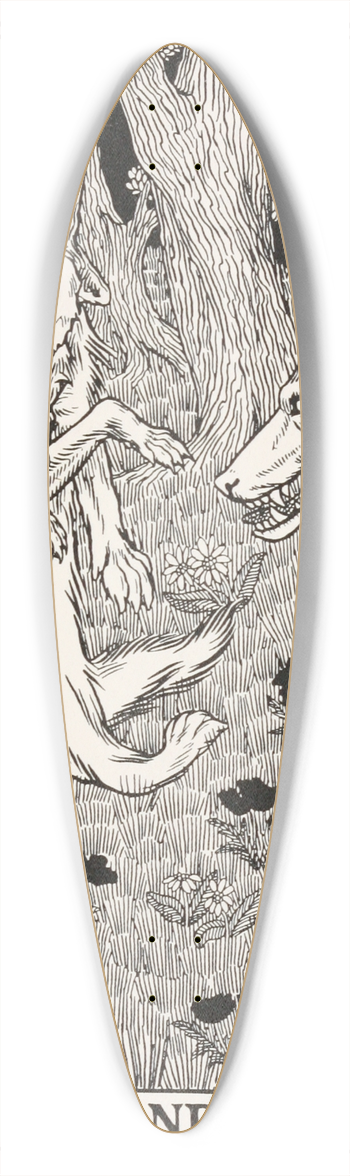 Percy J. Billinghurst - The Wolf and the Fox 39.3 inch art pintail longboard deck