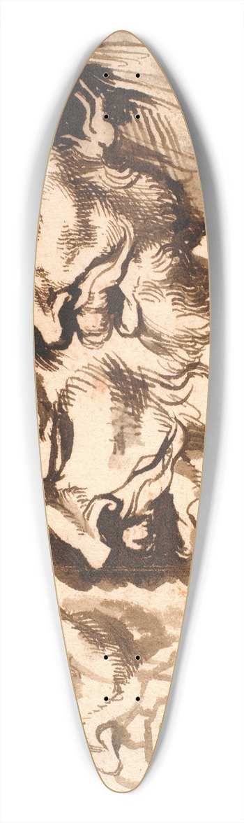 Peter Paul Rubens - Three male heads 39.3 inch art pintail longboard deck