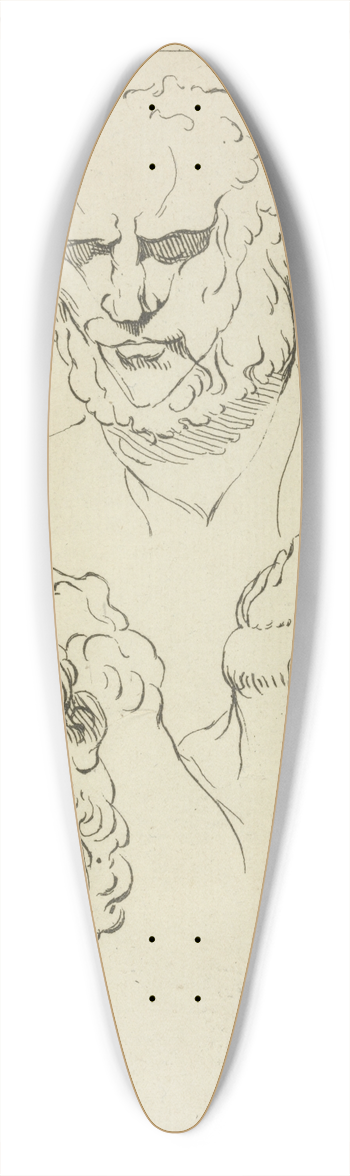 Peter Paul Rubens - Three studies of a mans head and beard 39.3 inch art pintail longboard deck
