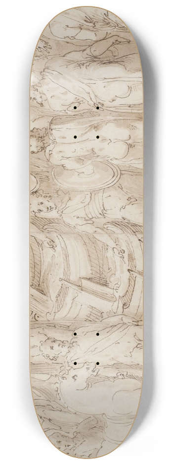 Giovanni Guerra - Sarmaterne overgiver sig; germanere fres over Donau; germanere anklages af sarmatere foran Marcus Aurelius; pbegyndelsen af en henrettelsesscene 8.25 inch art skate deck