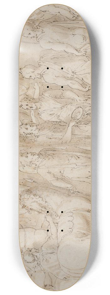 Giovanni Guerra - Tilfangetagne kvinder fres bort; livvagternes optog; Marcus Aurelius ofrer ved et alter; Marcus Aurelius betragter et angreb 8.25 inch art skate deck