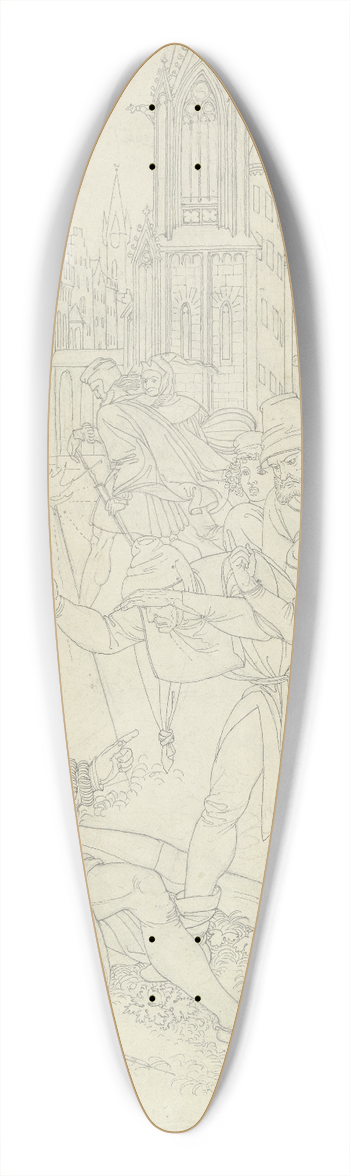 Peter von Cornelius - Nachtstck. Strae vor Gretchens Tre 39.3 inch art pintail longboard deck