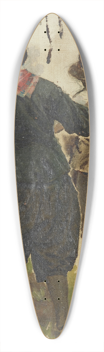 Petrus van der Velden - Two Marken bargemen 39.3 inch art pintail longboard deck