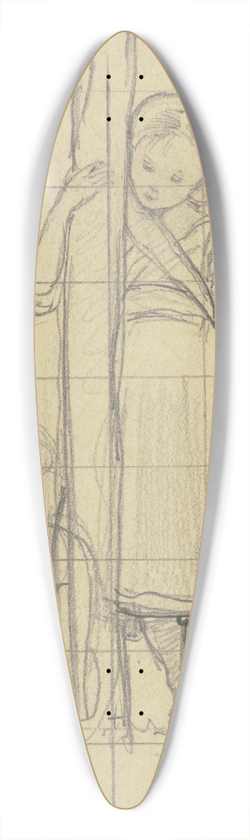 Philipp Rumpf - Stehendes und sitzendes Mdchen an einen Stamm gelehnt 39.3 inch art pintail longboard deck