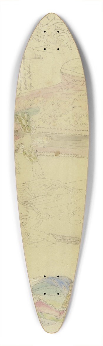 Philipp Winterwerb - Medieval figures 39.3 inch art pintail longboard deck