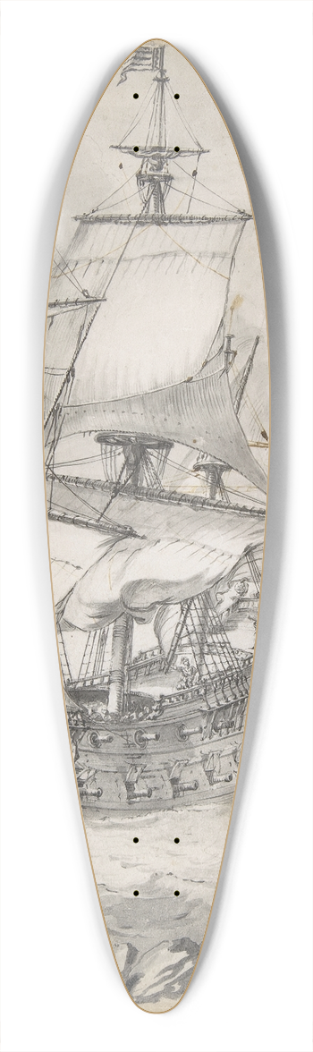 Pierre Puget - A Frigate at Sea 39.3 inch art pintail longboard deck