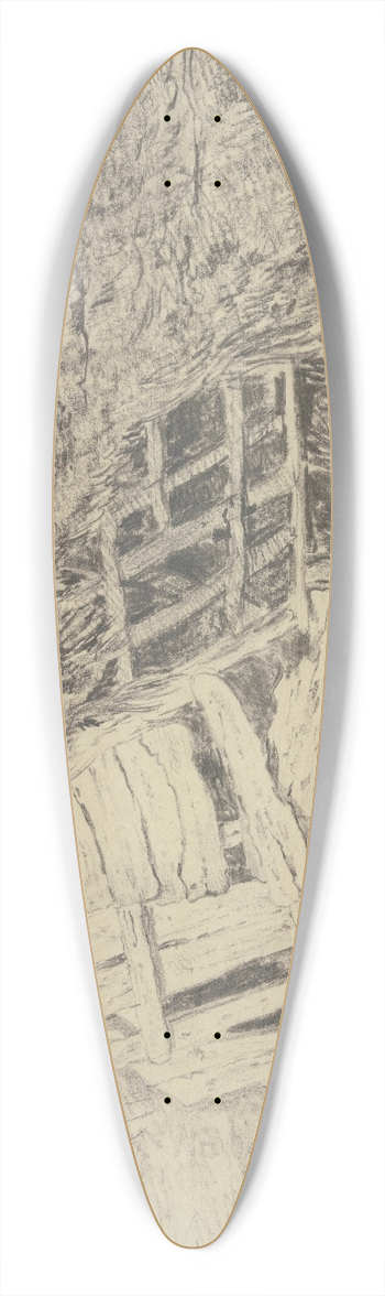 Pieter Bartholomeusz. Barbiers - Dilapidated barn 39.3 inch art pintail longboard deck