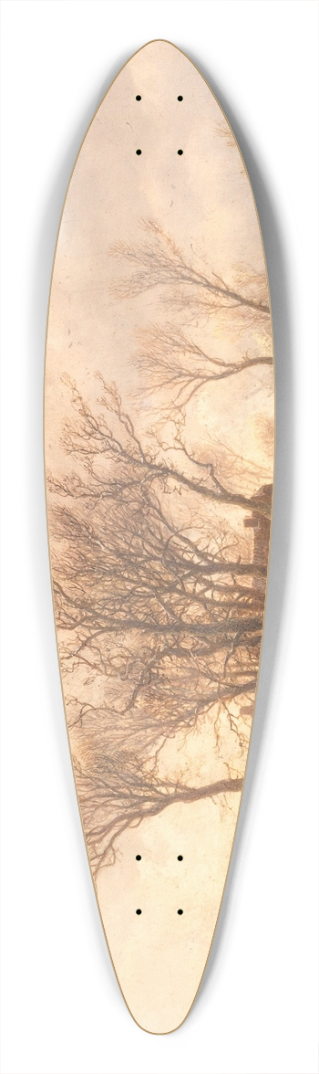 Pieter Lodewijk Francisco Kluyver - Winter landscape 39.3 inch art pintail longboard deck