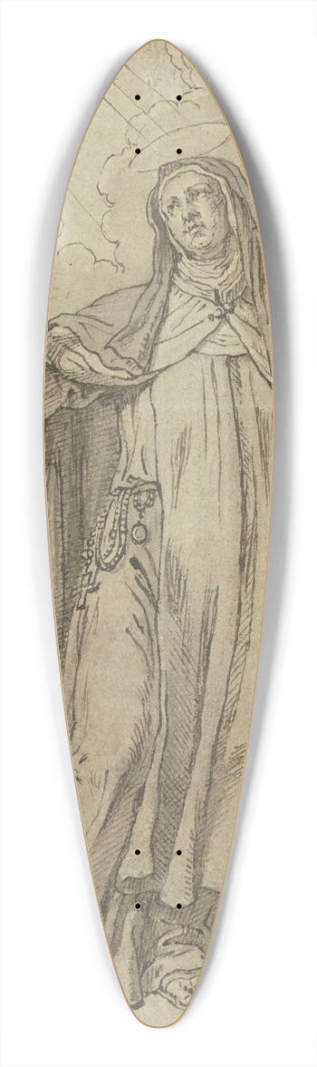 Pieter van Lint - Eine heilige Nonne hlt das Kruzifix in der Hand, der Heilige Geist schwebt ber ihr, rechts ein Baum 39.3 inch art pintail longboard deck