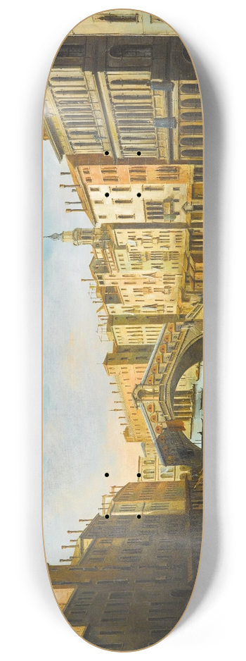 Giuseppe Bernardino Bison - Venice, the Grand Canal with the Rialto bridge 8.25 inch art skate deck