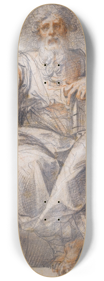 Giuseppe Cesari - A Seated Prophet, Holding A Book 8.25 inch art skate deck