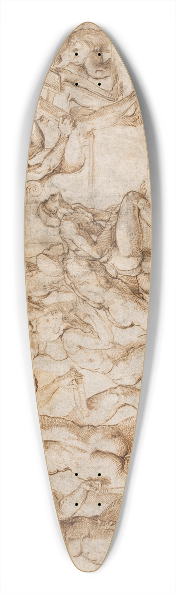 Raphael - Study for the lower left section of the Disputa 39.3 inch art pintail longboard deck