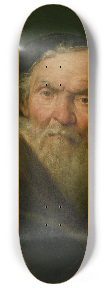 Giuseppe Nogari - Bearded old man wearing a fur-trimmed cloak with gold clasp 8.25 inch art skate deck