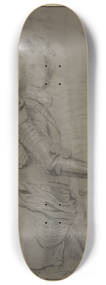 Godfrey Kneller - Portrt i knfigur af en hrfrer i rustning og med stav i hjre hnd I baggrunden et landskab med en by 8.25 inch art skate deck