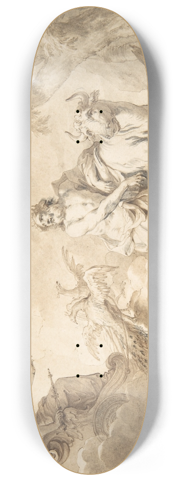 Godfried Maes - Illustrations to the Metamorphoses of Ovid; Jupiter and Io (.1); Jupiter and Io, disguised as a white beifer (.2); Mercury Rescuing Io from Argus (.3) 8.25 inch art skate deck