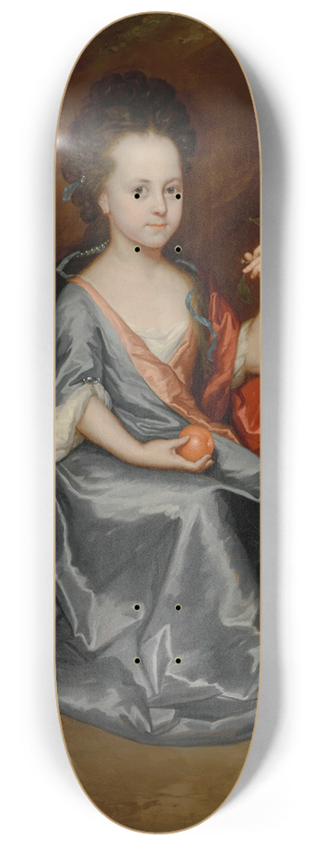 Godfried Schalcken - Portrait of a young girl, believed to be Anne Conslade 8.25 inch art skate deck
