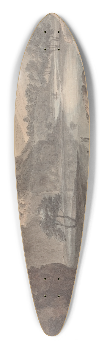 Robert Adam - River Landscape with a Castle 39.3 inch art pintail longboard deck
