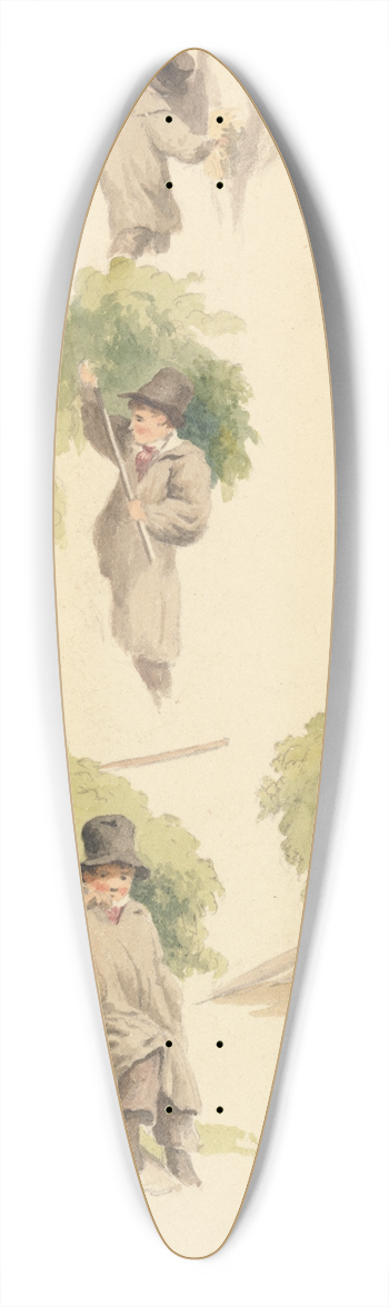 Robert Hills - Carting Hops and Other Studies 39.3 inch art pintail longboard deck