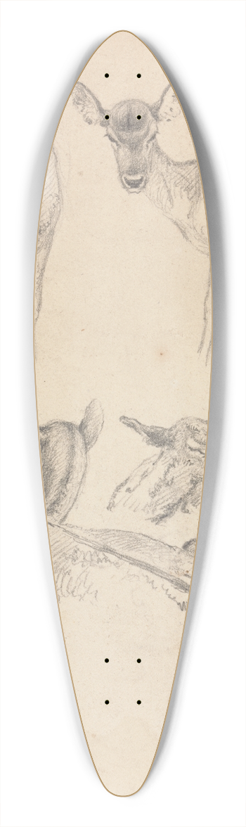 Robert Hills - Deer and their Young 39.3 inch art pintail longboard deck