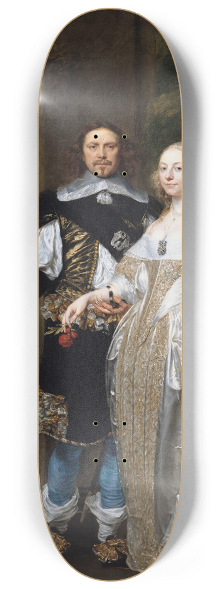 Gonzales Coques - Portrait of a Married Couple in the Park 8.25 inch art skate deck