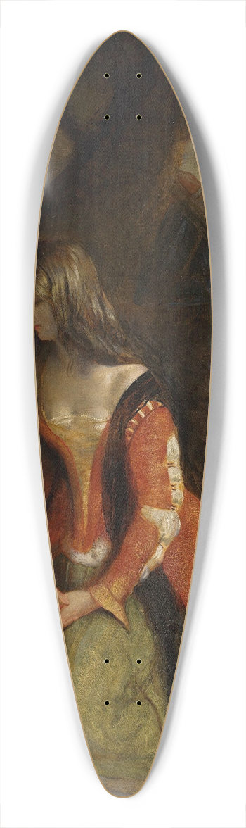 Robert Scott Lauder - A lady and her knight errant, possibly a scene fromIvanhoe 39.3 inch art pintail longboard deck