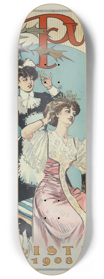 Gordon Grant - Puck Christmas 1908 8.25 inch art skate deck
