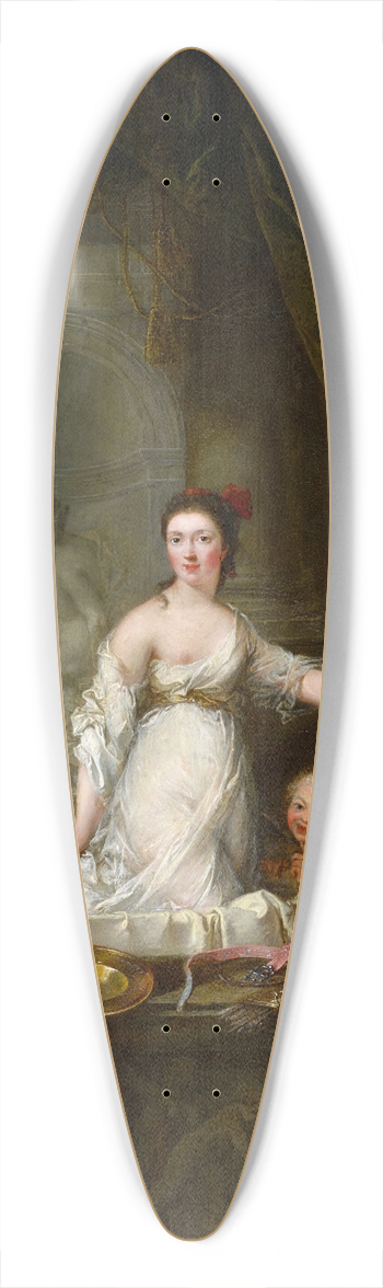 Robert Tournires - Lady in the Bath with Cupids 39.3 inch art pintail longboard deck