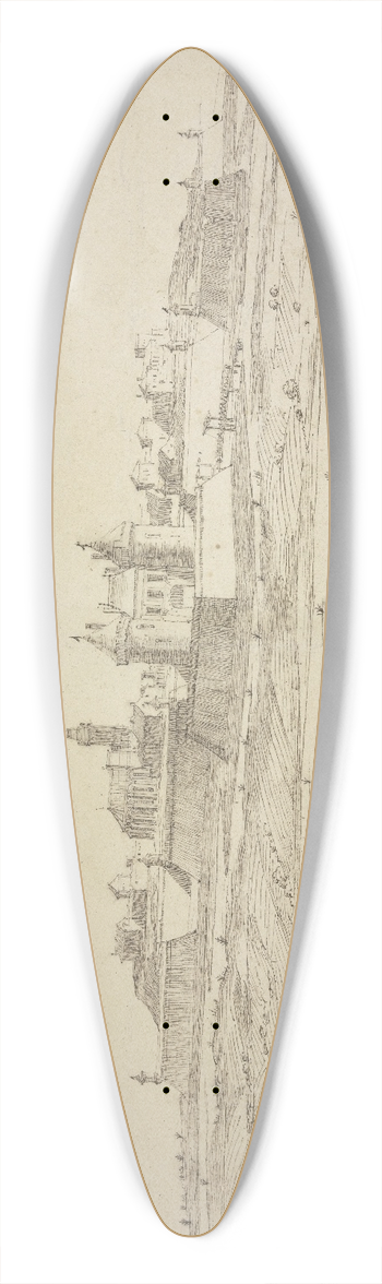Robert van den Hoecke - Ansicht einer befestigten Stadt, links vorne eine Kapelle 39.3 inch art pintail longboard deck