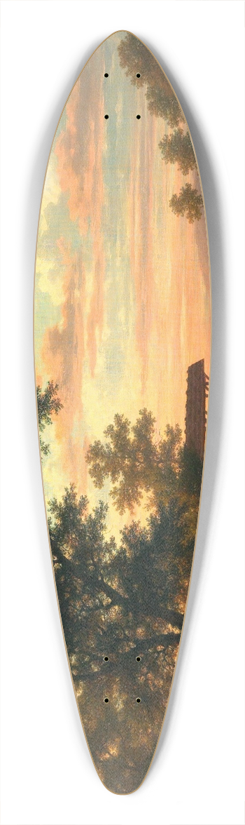 Robert Znd - Evening Atmosphere By The Lakeside 39.3 inch art pintail longboard deck