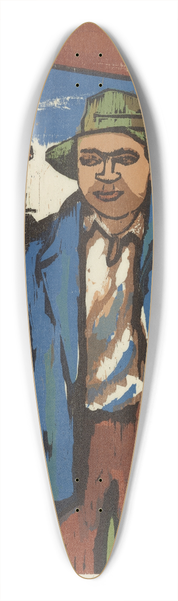 Rosa Rush - Man at Construction 39.3 inch art pintail longboard deck