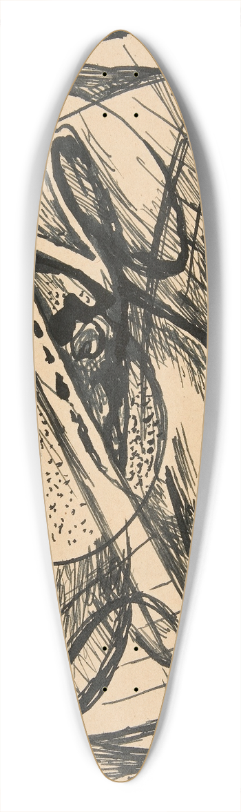 Rudolf Bauer - Untitled (AbstractForms) 39.3 inch art pintail longboard deck