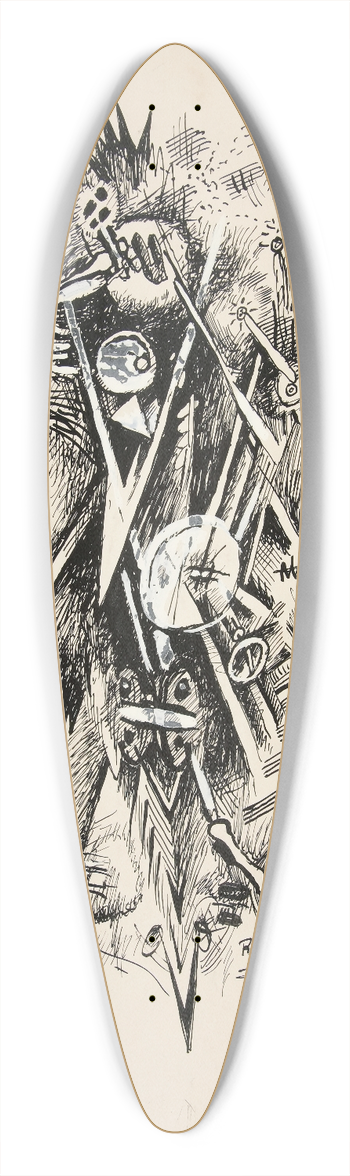 Rudolf Bauer - Untitled (AbstractForms) 39.3 inch art pintail longboard deck
