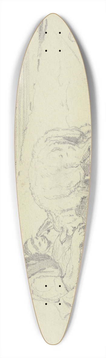 Rudolf Hirth du Frnes - Frau mit Kind und Schaf am Strand 39.3 inch art pintail longboard deck