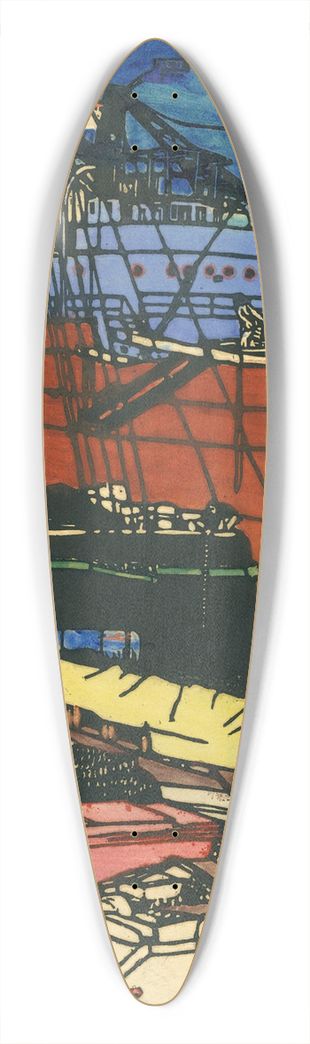 Rudolf Kalvach - Farbholzschnitt Hafen von Triest 39.3 inch art pintail longboard deck