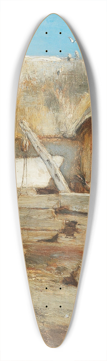 Rudolf Ribarz - Chickens in a Farmhouse Courtyard 39.3 inch art pintail longboard deck
