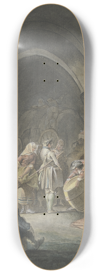 Gottlieb Welt - Soldaten und Marketenderinnen in einem Gewlbe mit Fssern und Kisten 8.25 inch art skate deck