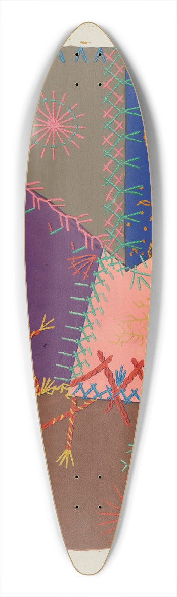 Ruth M. Barnes - Crazy Quilt (Detail) 39.3 inch art pintail longboard deck