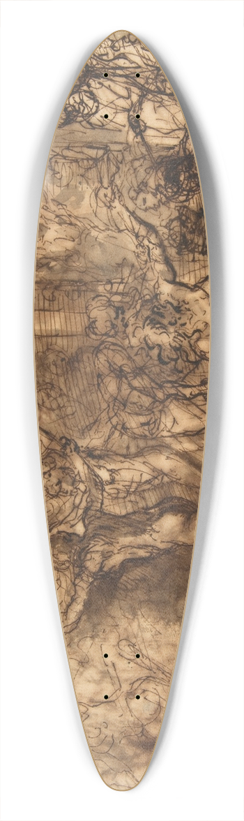 Salvator Rosa - Figures Gathered around a tree 39.3 inch art pintail longboard deck