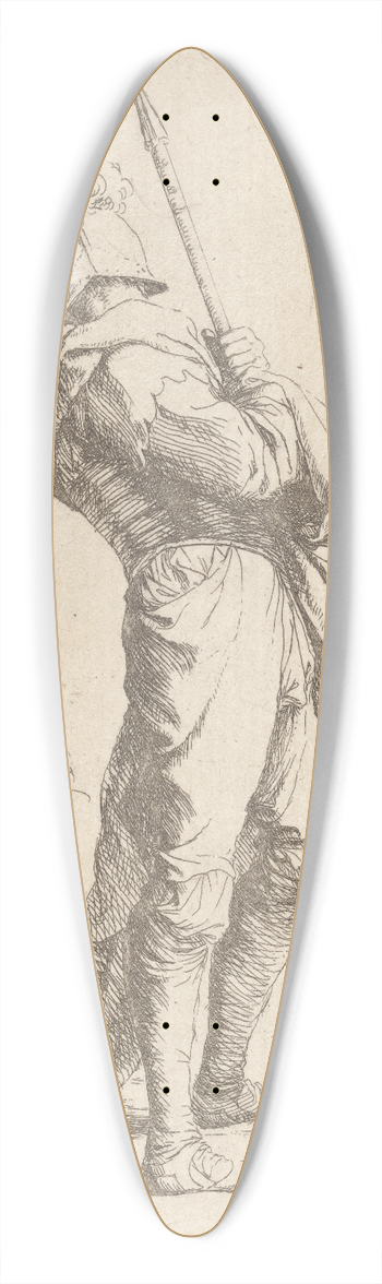 Salvator Rosa - Soldier Holding His Lance with Both Hands 39.3 inch art pintail longboard deck