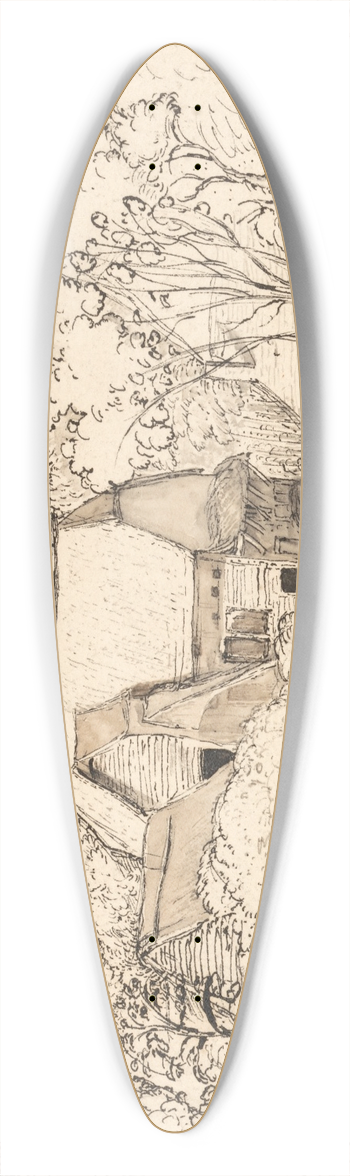 Samuel Palmer - An Ancient Barn at Shoreham 39.3 inch art pintail longboard deck