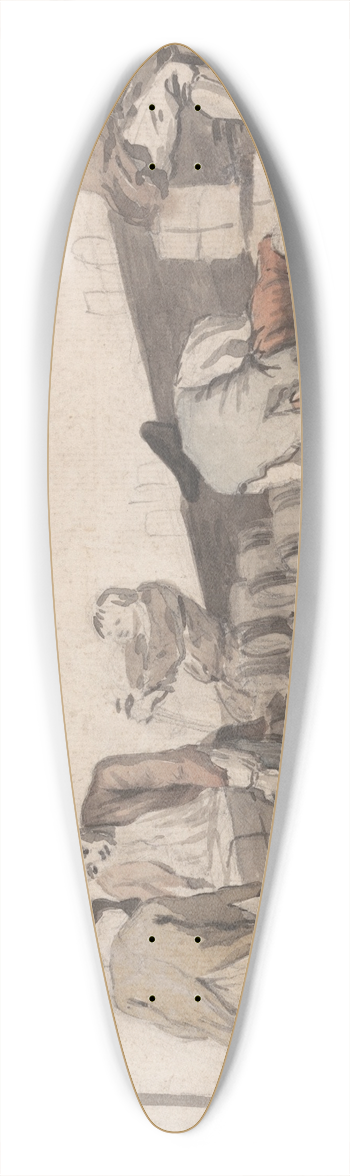 Samuel Scott - Men Loading a Boat with Barrels 39.3 inch art pintail longboard deck