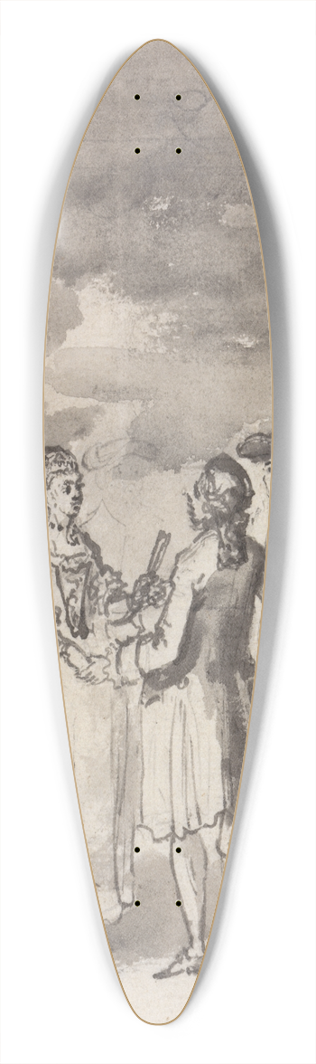 Samuel Wale - The Theatre-Goers 39.3 inch art pintail longboard deck