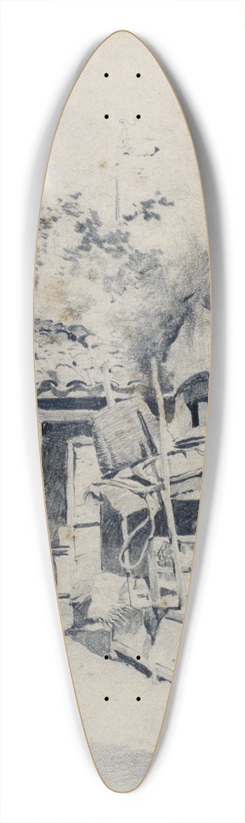 Santiago Rusiol - Rustic Courtyard 39.3 inch art pintail longboard deck