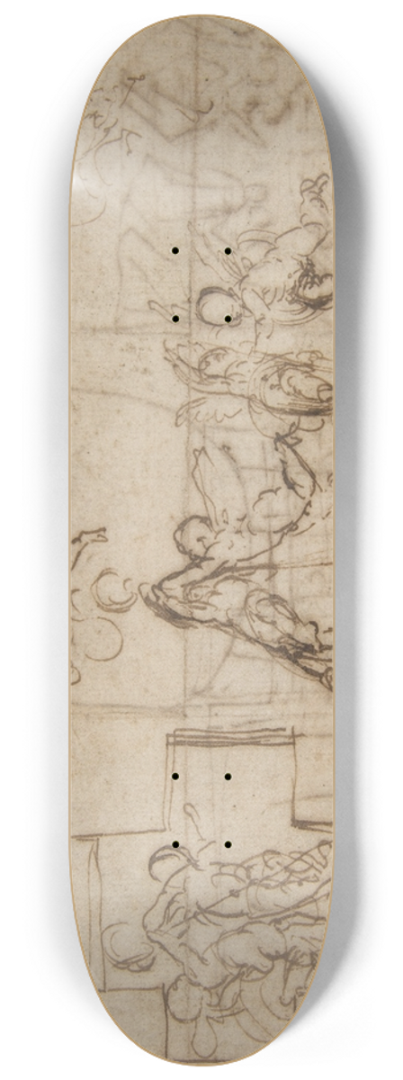 Guido Reni - Studies of Flying Putti 8.25 inch art skate deck