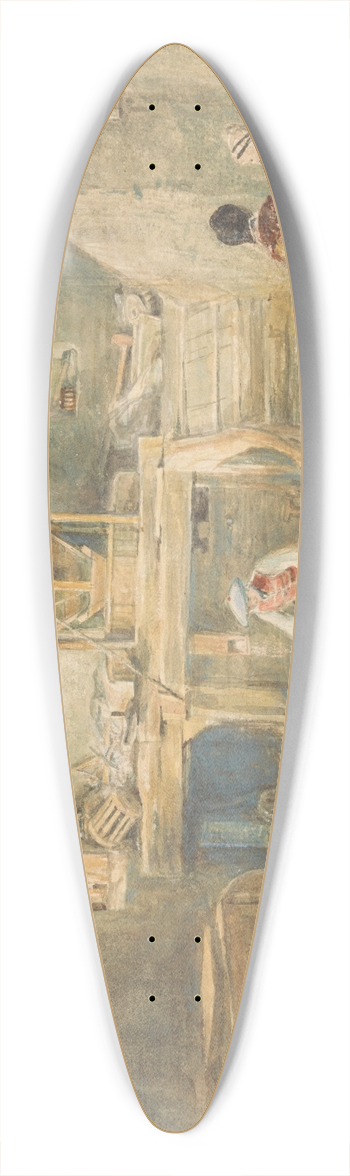 Sir David Wilkie - The Interior of Pitlessie Mill with a Man Sieving Corn 39.3 inch art pintail longboard deck