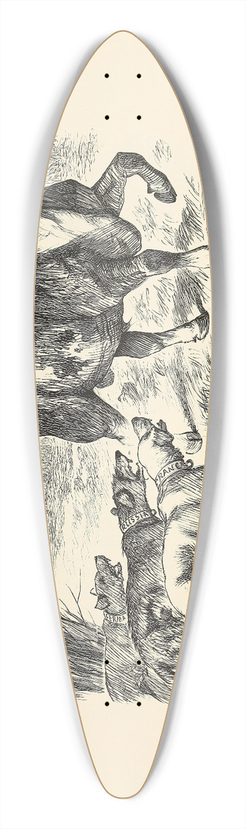 Sir John Tenniel - Bull-Baiting 39.3 inch art pintail longboard deck