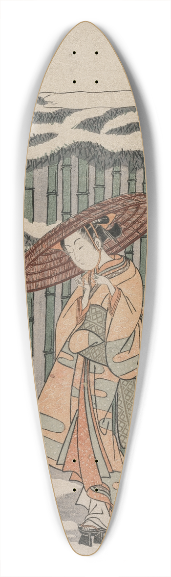 Suzuki Harunobu - Passing the Bamboo Grove 39.3 inch art pintail longboard deck