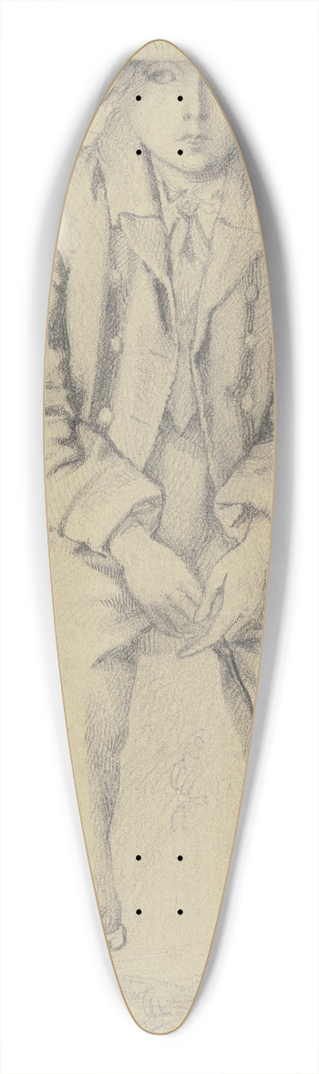 Teutwart Schmitson - Sitting boy with dog 39.3 inch art pintail longboard deck